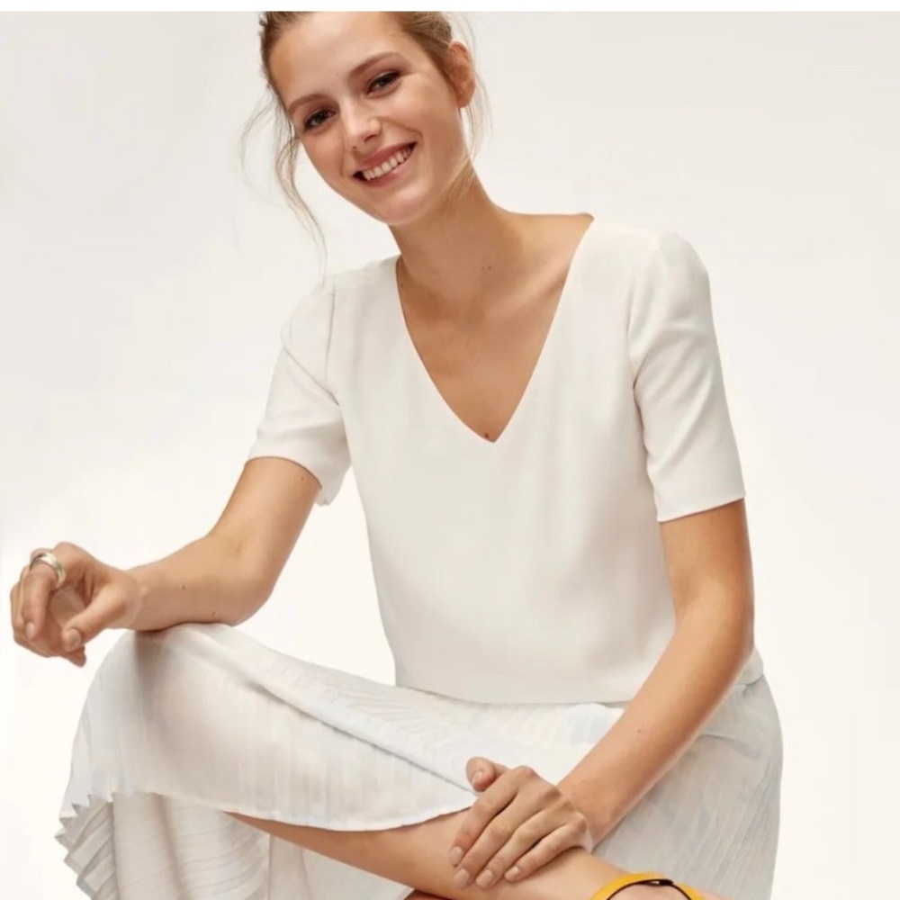 New Aritzia Sz XS, S Office, Business Babaton Randy Blouse, White Spring Casual - Picture 7 of 13
